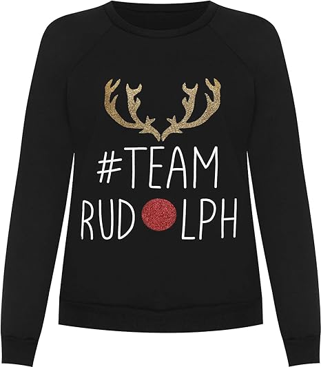 Ladies Team Rudolph Slogan Xmas Sweatshirt