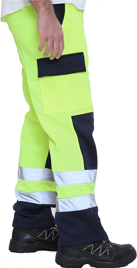 Mens Hi Vis Trousers Hi Viz Two Tone Jogging Bottoms Combat Work Trousers Men Workwear Joggers Workwear Trousers for Men High Vis Trousers Mens Hi Vis Contrast Combat Trousers