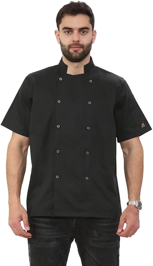 Mens Womens Chef Jacket Short Sleeve Unisex Professional Apron Chefs Jacket Coat Workwear Uniform Modern Fit White Chefs Top Plus Size S-3XL