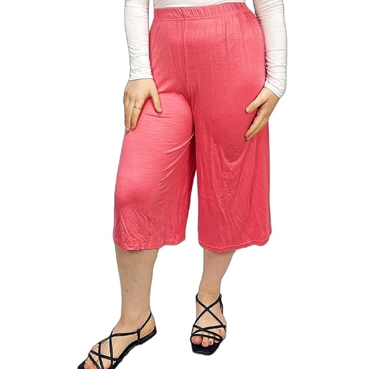 LUXEDIVA  Womens Ladies Plain 3/4 Length Short Palazzo Trousers Casual Wide Leg Culottes Pants Plus Sizes UK 8-26