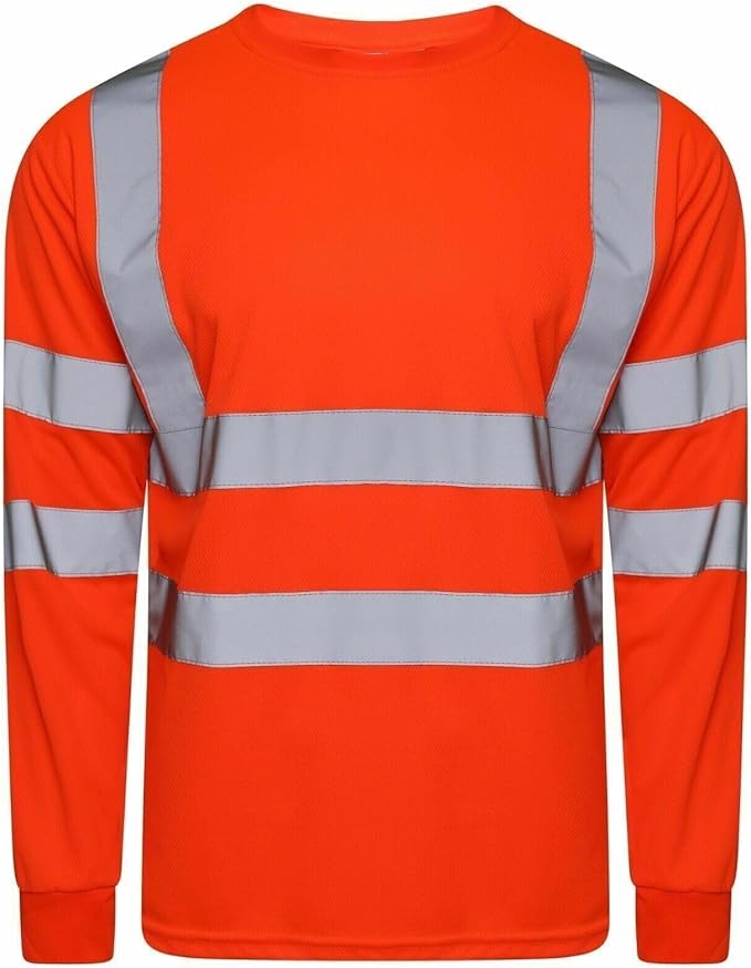 LUXE DIVA Hi Vis Viz Visibility Long Sleeve Crew Neck Highway Work Sweet Shirt Size S-2XL