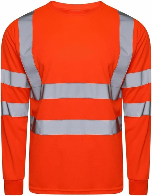 LUXE DIVA Hi Vis Viz Visibility Long Sleeve Crew Neck Highway Work Sweet Shirt Size S-2XL