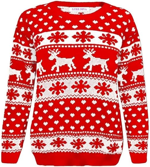 Unisex Reindeer Snowflake Novelty Sweater Jumper For Adult