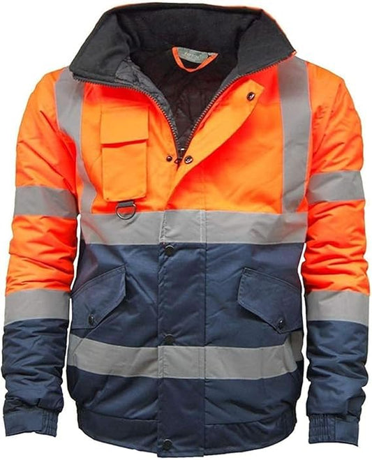 LUXE DIVA Hi Viz Workwear Bomber Jacket High Visibility Reflective Waterproof Safety Hi Vis Jackets Coat UK