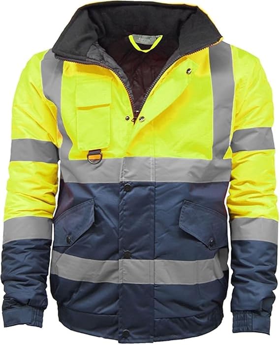 LUXE DIVA Hi Viz Workwear Bomber Jacket High Visibility Reflective Waterproof Safety Hi Vis Jackets Coat UK