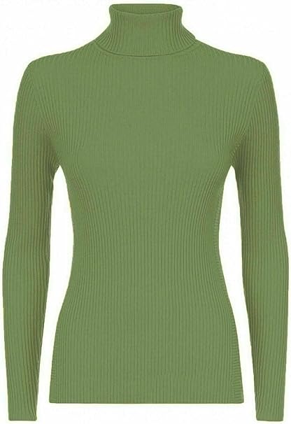 Women’s Ladies Plain Ribbed Stretch Polo Turtleneck Rib Top Jumper for Winter UK Sizes 8-14