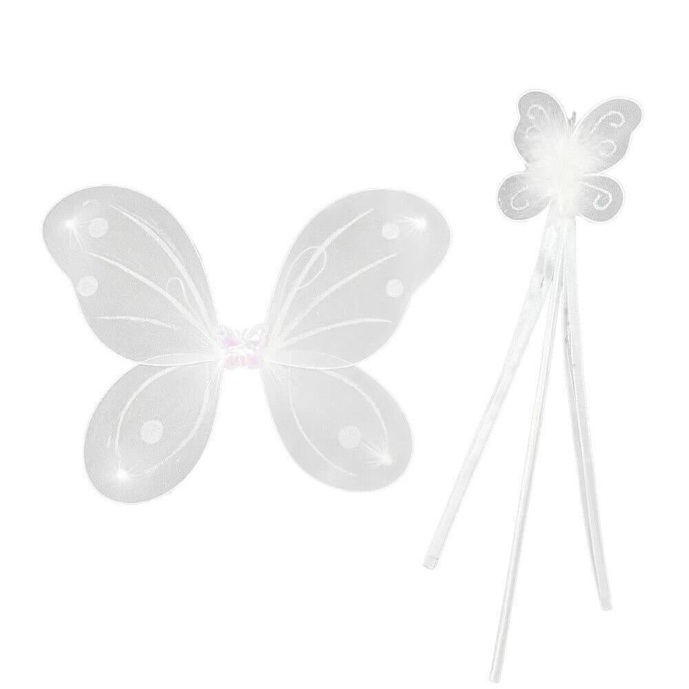 LUXE-DIVA Glitter Light Pink Fairy Wings With Wand For Kid's Fancy Dress-Halloween-Parties