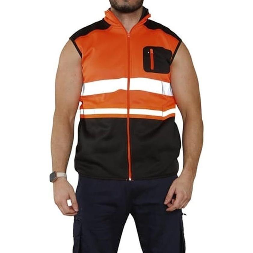 LUXE DIVA Hi Viz High Visibility Body Warmer Workwear Safety Wear Sleeveless Waistcoat Fleece Garment Menswear Reflective Clothing Pockets Small Uniforms Man