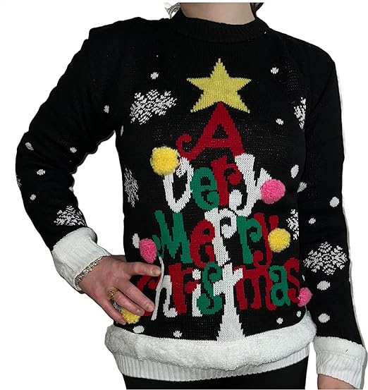 Unisex 3D Merry Christmas Pom Tree Novelty Sweater Jumper For Adult