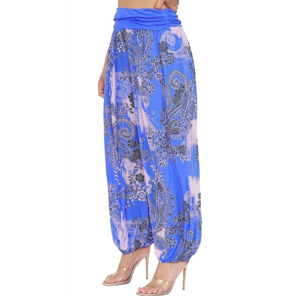 LUXE DIVA Women's Ladies Italian Paisley Print Baggy Harem Alibaba Pants Trousers Size 8-26 One Size Fit