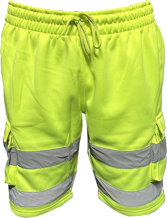 LUXE DIVA Hi Vis Shorts Work Wear Cargo Shorts Reflective Multi Pockets Super Soft Fleece S - 2XL