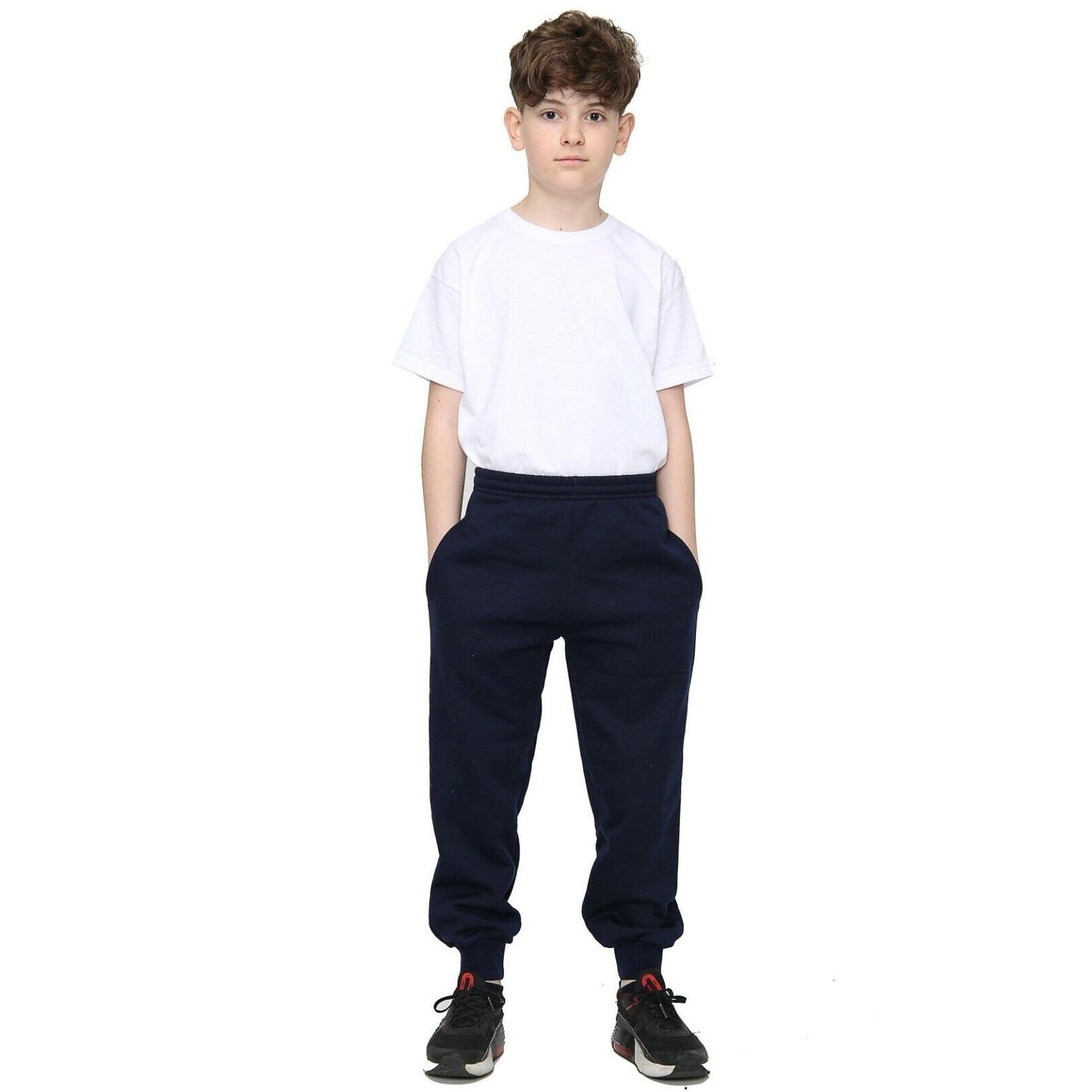 LUXE DIVA Boys Kids Plain Fleece Jogging Bottoms Joggers PE School Sports Casual Wear