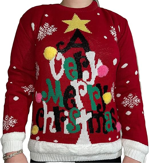 Unisex 3D Merry Christmas Pom Tree Novelty Sweater Jumper For Adult