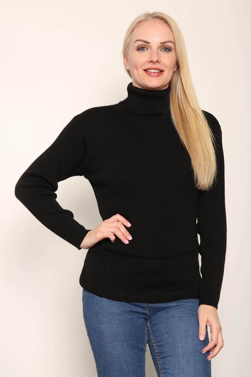 Ladies High Roll Neck Fine Jumper Sweater Long Sleeve Polo Ribbed Top