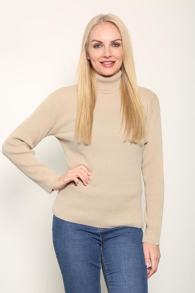 Ladies High Roll Neck Fine Jumper Sweater Long Sleeve Polo Ribbed Top