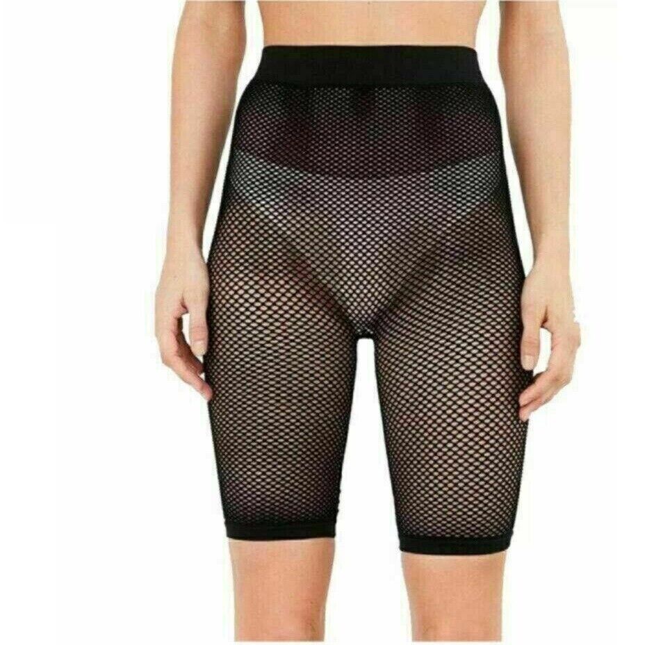 Womens Fish Net Shorts Ladies Mesh Cycling Shorts Stocking Black