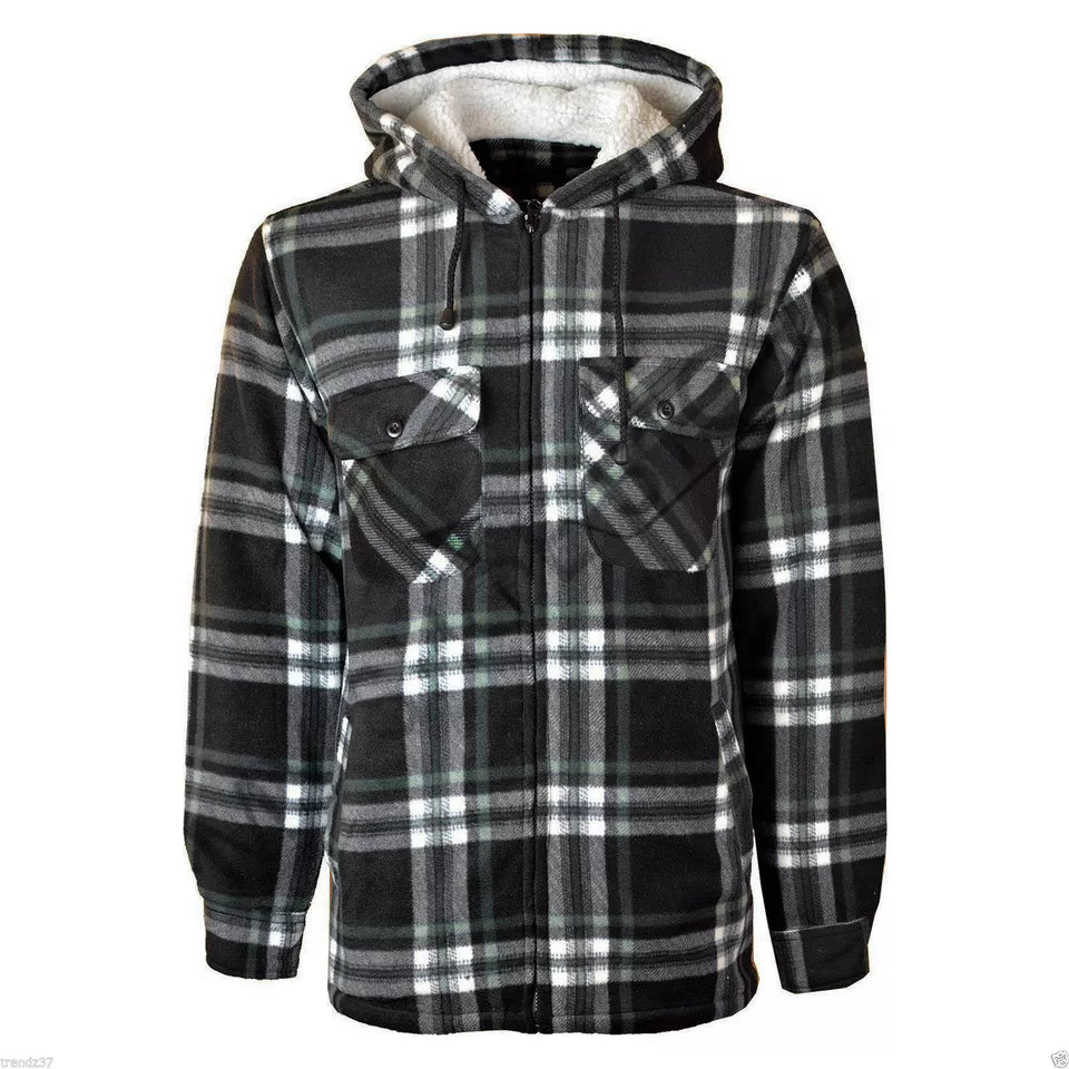 LUXE DIVA MENS PADDED SHIRT FUR LINED LUMBERJACK FLANNEL WORK JACKET WARM THICK CASUAL TOP