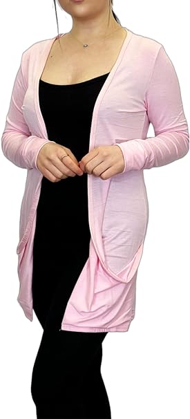 Ladies Long Sleeve Pocket Cardigan Womens Top Sizes 8-26