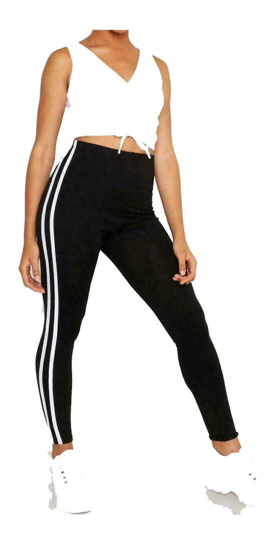 LUXE DIVA Ladies Sides Stripes Yoga Gym Wear Two Stripe Legging