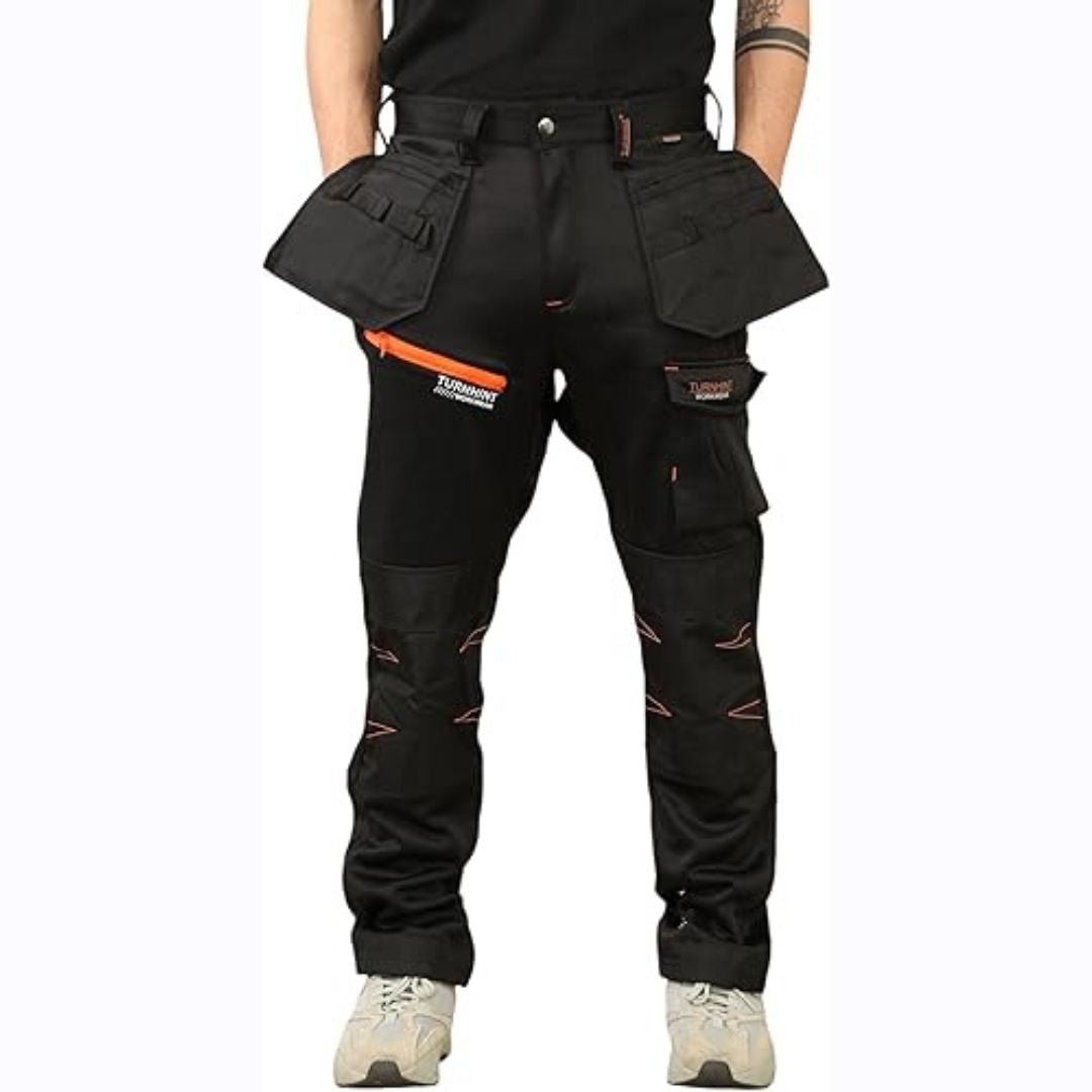 LUXE DIVA Men's Waterproof Softshell Cargo Trouser with Multi Zip Pockets Durable Safety Outdoor Work Wear Bottom Pants