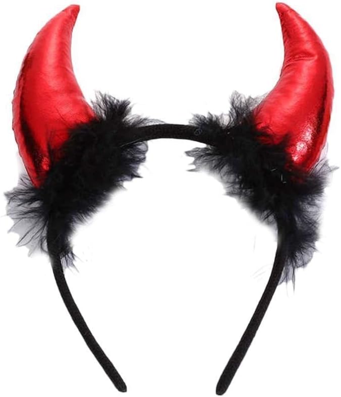 LUXE DIVA Fun pair of red sequin Devils horns on head band, Alice band, Great Hen nights, fancy dress Girls Halloween Red and Black Devil Horns Alice Hair Band Headband