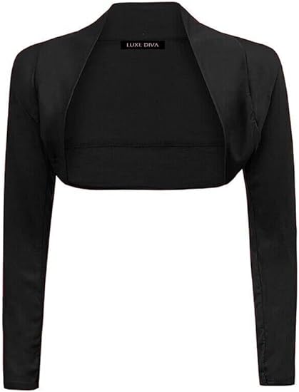 Womens Plain Long Sleeve Bolero Shrug Crop Top Ladies Cropped Cardigan Tops UK 16-26