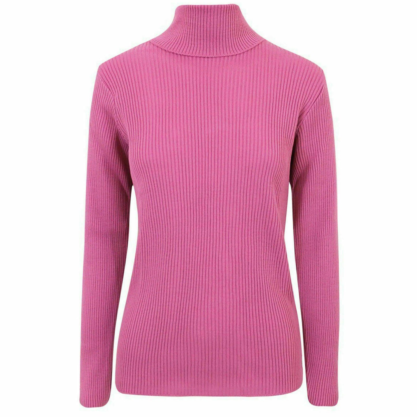 Plus Size Ladies High Polo Roll Neck Long Sleeve Ribbed Knitted Jumper Sweater