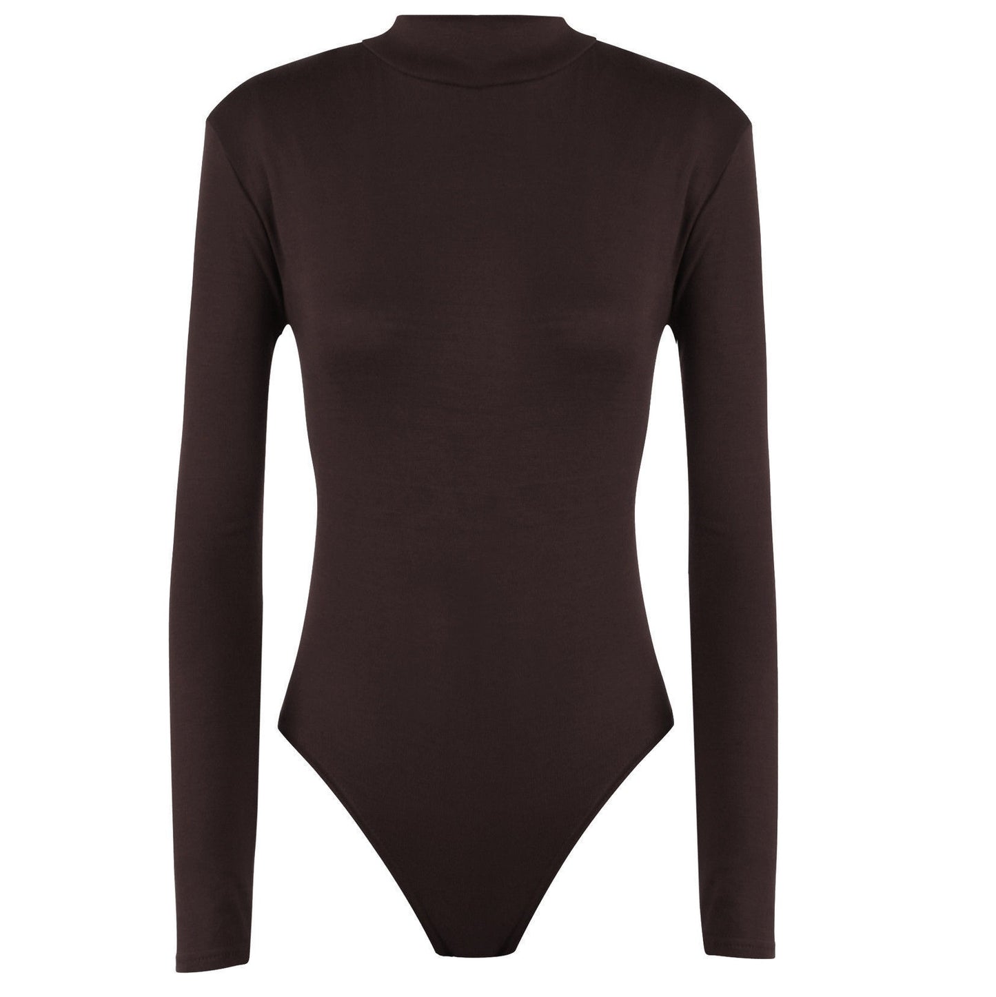 Womens Ladies Long Sleeve Polo Turtle Neck Plain Stretch Bodysuit UK 8-26