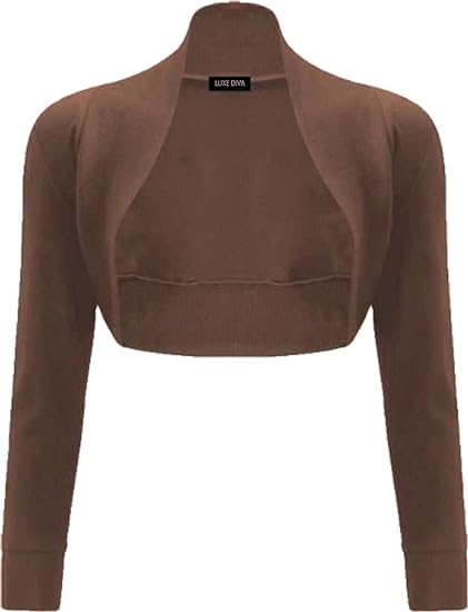 Womens Plain Long Sleeve Bolero Shrug Crop Top Ladies Cropped Cardigan Tops UK 16-26