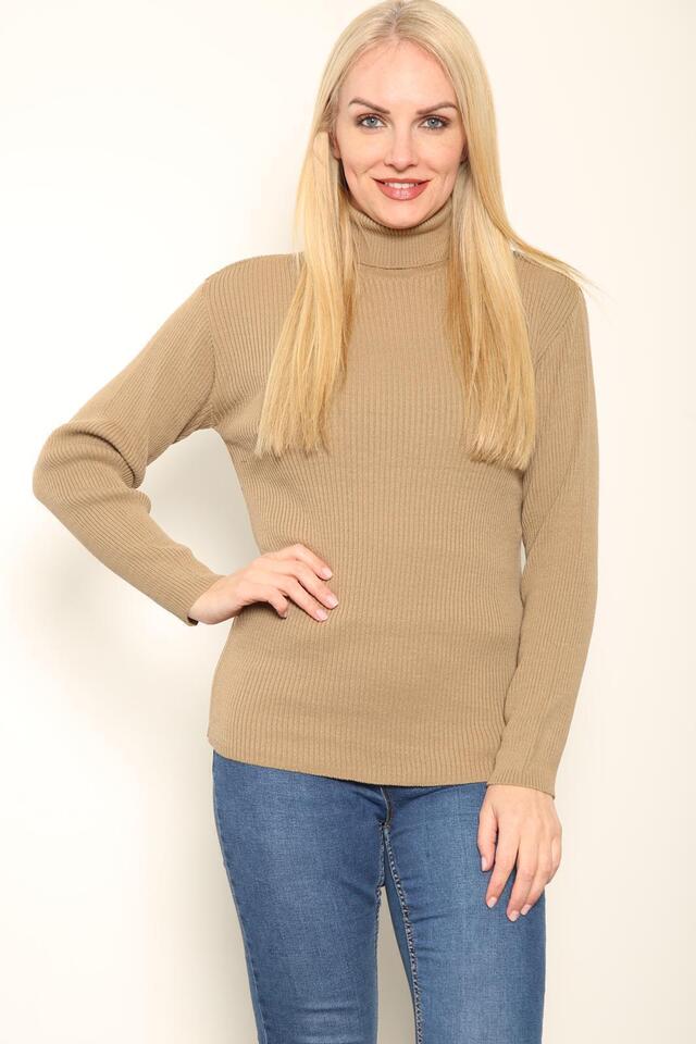 Ladies High Roll Neck Fine Jumper Sweater Long Sleeve Polo Ribbed Top