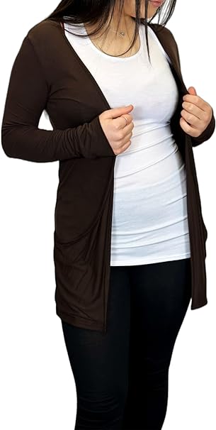 Ladies Long Sleeve Pocket Cardigan Womens Top Sizes 8-26