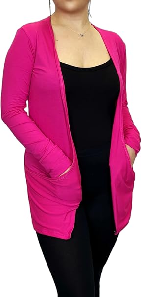 Ladies Long Sleeve Pocket Cardigan Womens Top Sizes 8-26