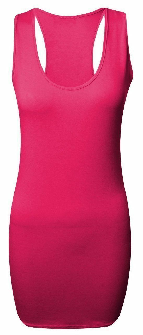 New Ladies Womens Long Racer Back Bodycon Muscle Vest Top Gym Top 8-26