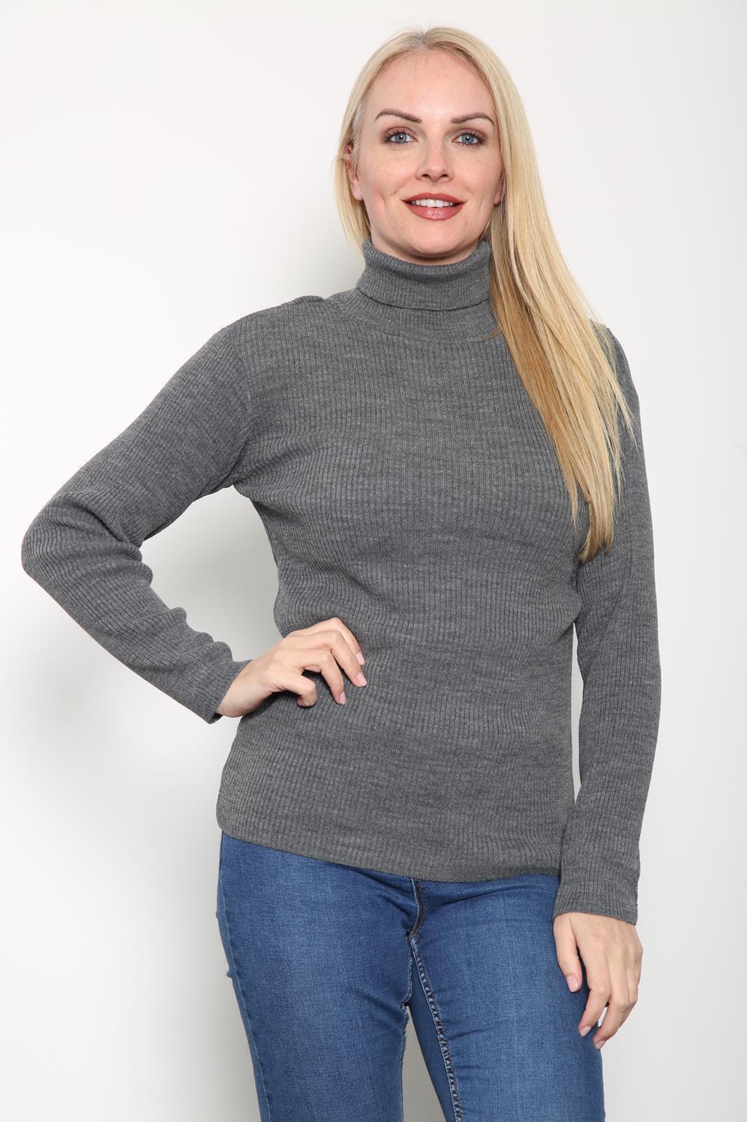 Ladies High Roll Neck Fine Jumper Sweater Long Sleeve Polo Ribbed Top