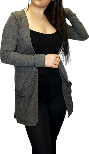 Ladies Long Sleeve Pocket Cardigan Womens Top Sizes 8-26