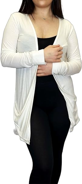 Ladies Long Sleeve Pocket Cardigan Womens Top Sizes 8-26