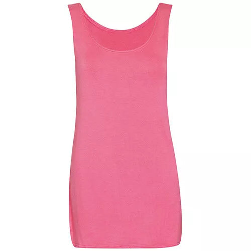 Womens Scoop Neck Sleeveless Ladies Long Stretch Plain Vest Strappy T-Shirt Top