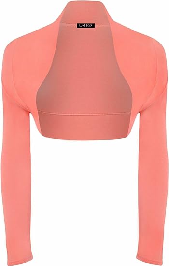 Womens Plain Long Sleeve Bolero Shrug Crop Top Ladies Cropped Cardigan Tops UK 16-26