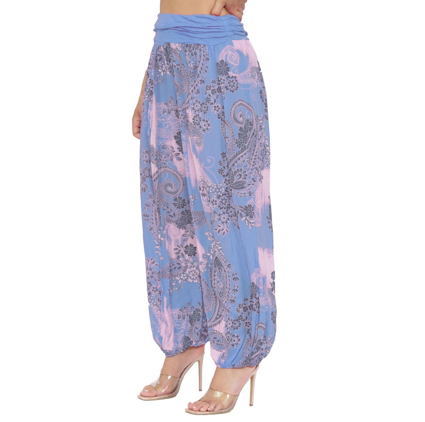 LUXE DIVA Women's Ladies Italian Paisley Print Baggy Harem Alibaba Pants Trousers Size 8-26 One Size Fit