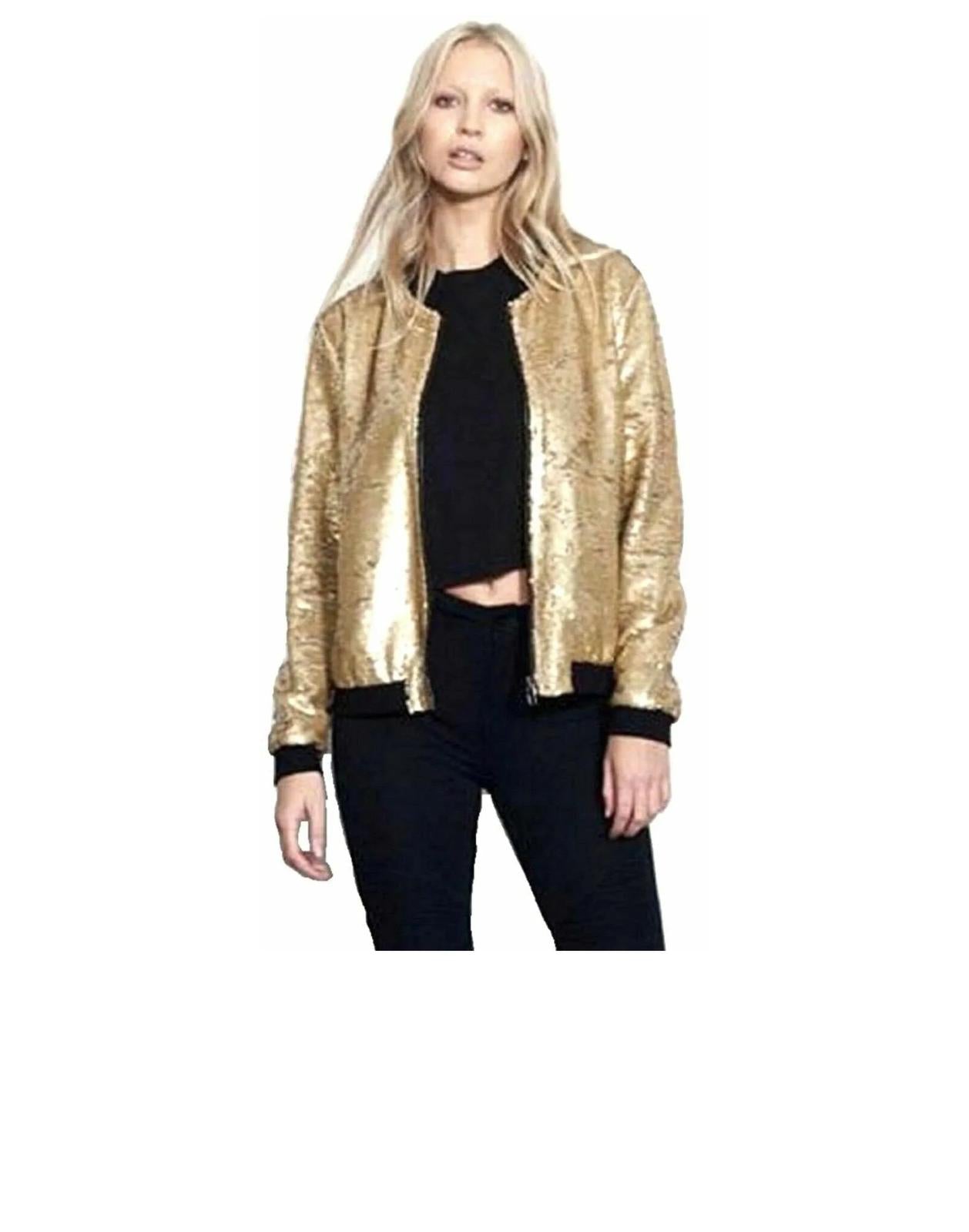 LUXE DIVA New sequin glitter bomber Ladies club dance party festival costume biker jacket