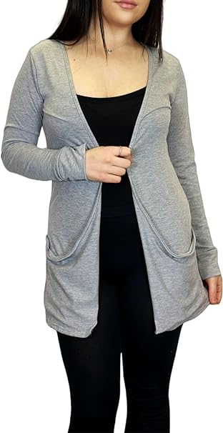 Ladies Long Sleeve Pocket Cardigan Womens Top Sizes 8-26