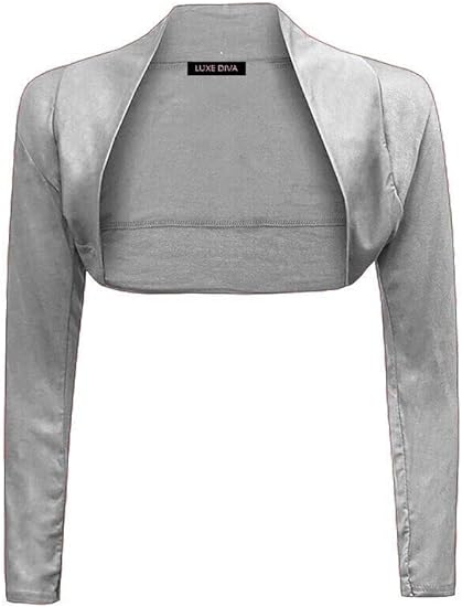 Womens Plain Long Sleeve Bolero Shrug Crop Top Ladies Cropped Cardigan Tops UK 16-26