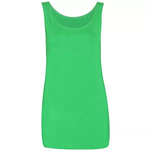 Womens Scoop Neck Sleeveless Ladies Long Stretch Plain Vest Strappy T-Shirt Top