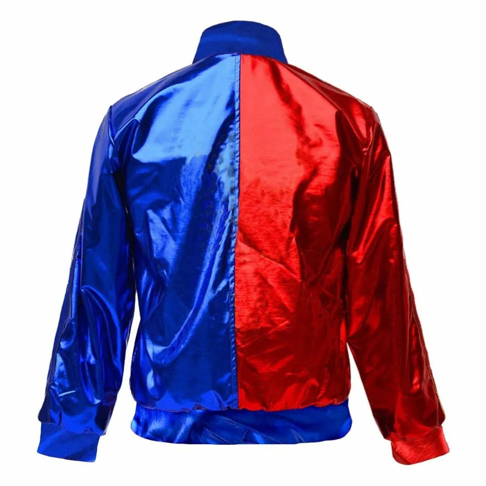 Ladies Girls Kids Halloween Costume Shiny Wet Look Jacket, Leggings, Pants Women Metallic Red & Blue Hot Sexy Shorts