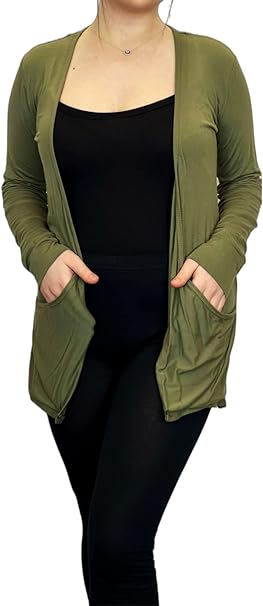 Ladies Long Sleeve Pocket Cardigan Womens Top Sizes 8-26