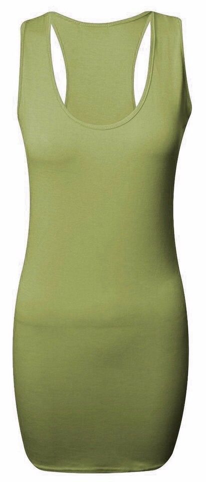 New Ladies Womens Long Racer Back Bodycon Muscle Vest Top Gym Top 8-26