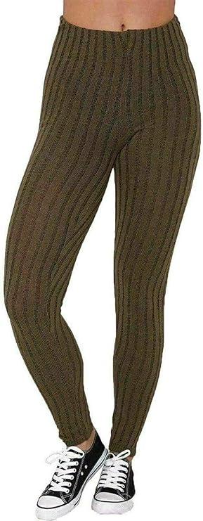 LUXE DIVA Ladies Chunky Cable Knitted Full Length Thick Leggings Women's Stretchy Pants Ladies Plain Warm Thick Chunky Cable Ladies Ribbed Knitted Leggings