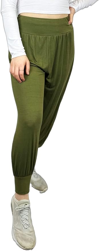 Harem Pants for Women UK Plain & Printed - Full Length Ankle Cuff Stretchy and Comfortable Alibaba Hippie Trouser for Yoga and Beach Festivals