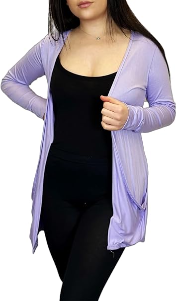 Ladies Long Sleeve Pocket Cardigan Womens Top Sizes 8-26