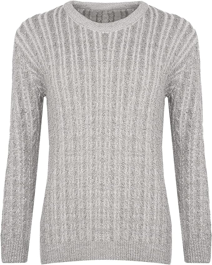 Ladies Long Sleeve Round Neck Knitted Cable Women’s Jumper Knitted Sweater Pull Over Jumper Top Knit Warm Winter Chunky Everyday Casual Pullover Plain Tops Sizes 8-26